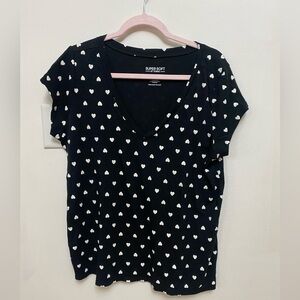 Torrid Black and White Heart Print Tee